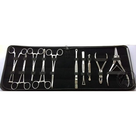 10 Pc Professional Body Piercing Kit Set Tools with Zip Case